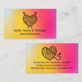 Carte De Visite Tricot Crochet Fil Main Spool artisanal (Devant / Derrière)