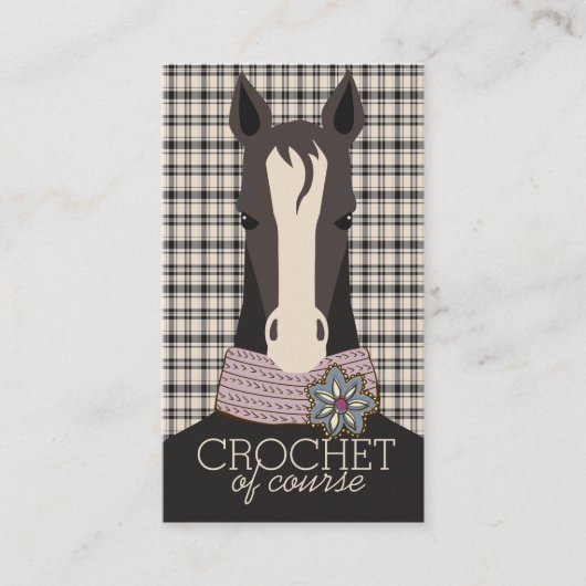 Carte De Visite Tricot de cheval sérieux crochet mode écharpe (Devant)