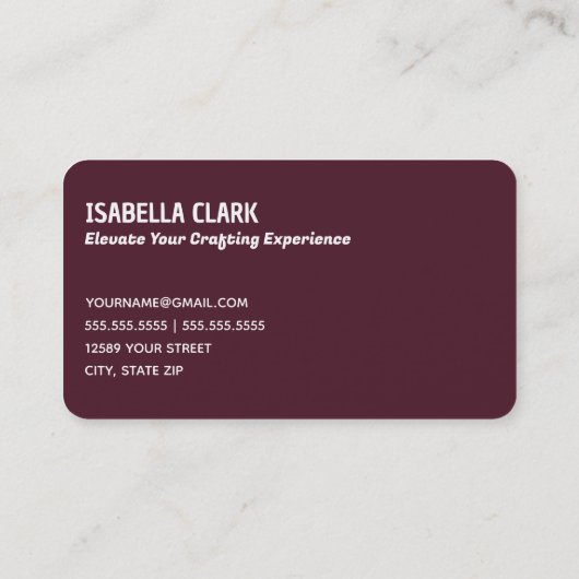 Carte De Visite Tricot de fils rustique (Dos)