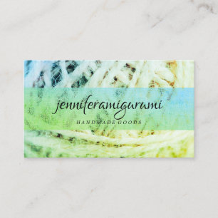 Carte De Visite Tricot en Fil vert Crochet artisanal