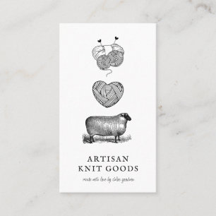Carte De Visite Tricot en fils de mouton illustré