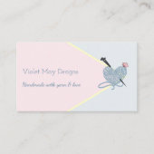Carte De Visite Tricot Pastel Rose Bleu artisanal ou artisanat (Devant)