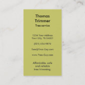 Carte De Visite Trimmers d'arbre aménageant le retrait en parc de (Dos)