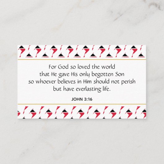 Carte De Visite TRINIDAD TOBAGO Écriture chrétienne Jean 3:16 (Dos)