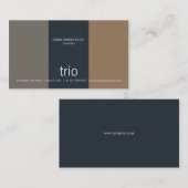 Carte De Visite Trio Teal, gris et brun clair (Devant / Derrière)