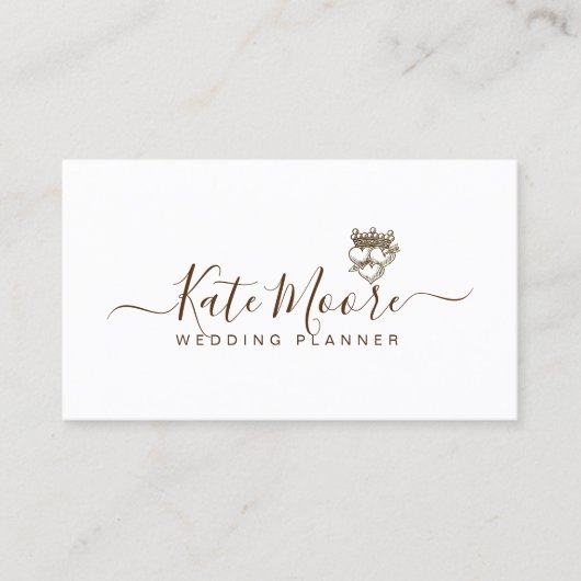 Carte De Visite Triple Coeur Et Wedding planner De Script Couronne (Devant)