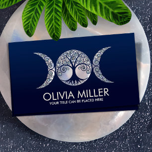 Carte De Visite Triple Lune - Arbre de vie - Pierre de Lune et Per