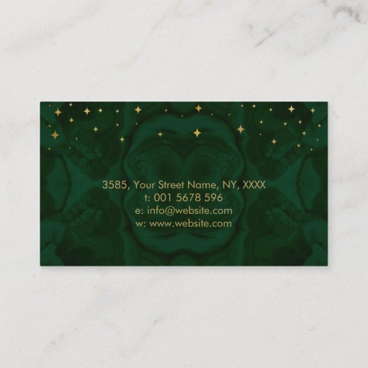 Carte De Visite Triple Lune - Triple Déesse Malachite et Or (Dos)