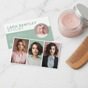 Carte De Visite Triple photo styliste médias sociaux, profil photo