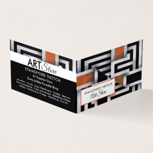 Carte De Visite Trippy Maze Motif, Boutique de fournitures d'art, 