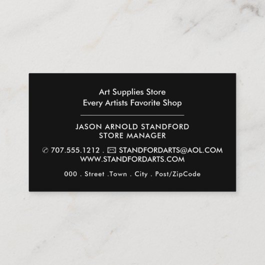 Carte De Visite Trippy Maze Motif, Magasin de fournitures d'art (Dos)