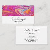 Carte De Visite Trippy rose et orange design Tourbillonnant (Devant / Derrière)
