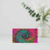 Carte De Visite Trippy Turquoise Abstrait Retro Liquid Swirl (Debout devant)