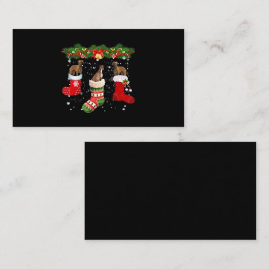 Carte De Visite Trois Chien Greyhhhop en choeur Noël Père Noël (Devant / Derrière)