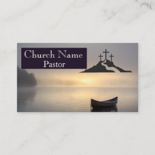 Carte De Visite Trois croisements Vides Bateau Sunrise Church Past