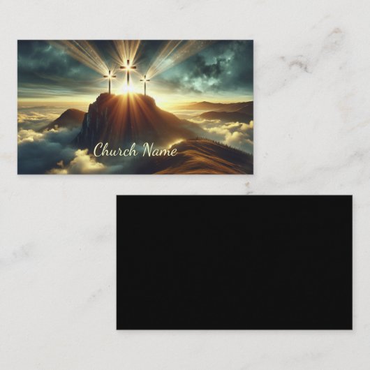 Carte De Visite Trois croix dans un paysage céleste (Devant / Derrière)