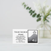 Carte De Visite Trois Croix Tombe vide Noir Blanc Pasteur de l'égl (Debout devant)