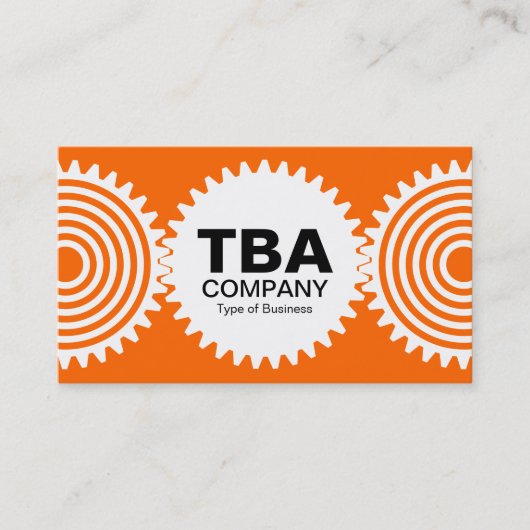 Carte De Visite Trois engrenages v3 - Orange FF6600 et Blanc (Devant)