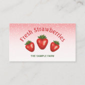 Carte De Visite Trois Fraises Rouges À La Fraise Rose (Devant)