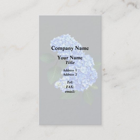 Carte De Visite Trois Hydrangea bleu (Devant)