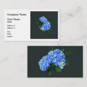 Carte De Visite Trois Hydrangeas Bleus (Devant / Derrière)