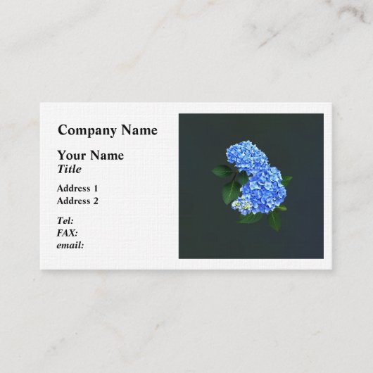 Carte De Visite Trois Hydrangeas Bleus (Devant)