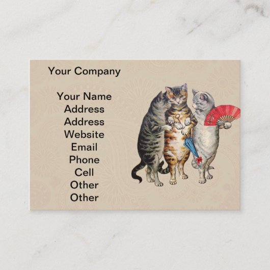 Carte De Visite Trois Petits Chatons Illustration de Mère l'Oie (Devant)