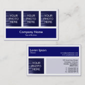 Carte De Visite Trois photos plus un - Deep Navy Blue (Devant / Derrière)