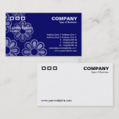Carte De Visite Trois Rectangles - Cascade de fleurs bleu foncé (Devant / Derrière)