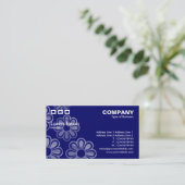 Carte De Visite Trois Rectangles - Cascade de fleurs bleu foncé (Debout devant)