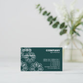 Carte De Visite Trois Rectangles - Cascade de fleurs vert foncé (Debout devant)