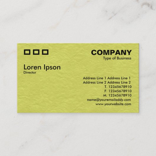 Carte De Visite Trois Rectangles - Texture papier ondulée Jaune (Devant)