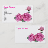Carte De Visite Trois roses roses simples (Devant / Derrière)
