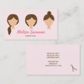 Carte De Visite Trois styles de cheveux Illustration Fille rose (Devant / Derrière)