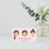 Carte De Visite Trois styles de cheveux Illustration Fille rose (Debout devant)