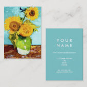 Carte De Visite Trois tournesols par Van Gogh potelé (Devant / Derrière)