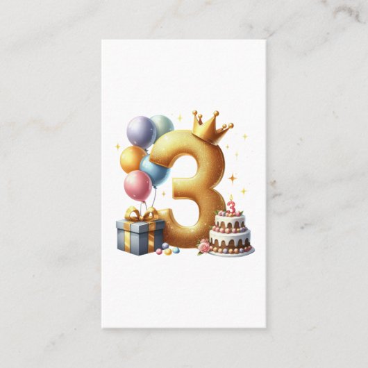 Carte De Visite Troisième anniversaire doré (Devant)