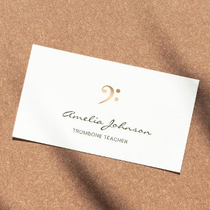 Carte De Visite Trombone Enseignant Gold Bass Clef Professional