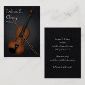 Carte De Visite Trompe L'oeil Violon & Bow Musician's (Texte blanc (Devant / Derrière)