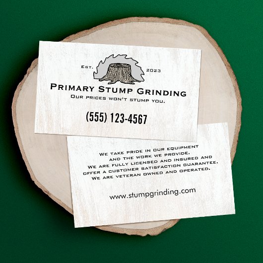 Carte De Visite Tronc de l'arbre scié à broyage