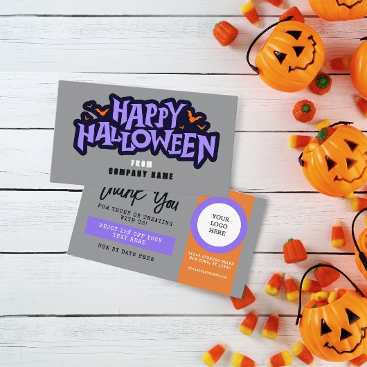 Carte De Visite Tronc gris ou traiter le coupon d'Halloween
