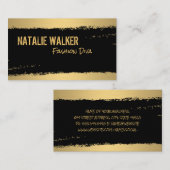 Carte De Visite Trophée de texture brodée noire en or chic (Devant / Derrière)