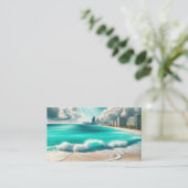 Carte De Visite Tropical Beach Getaway (Debout devant)