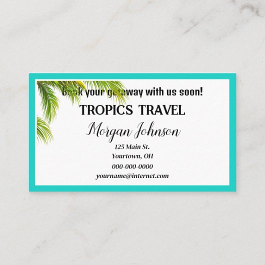 Carte De Visite Tropical Beach Getaway (Dos)