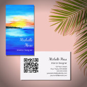 Carte De Visite Tropical Beach QR code Design d'intérieur Abstrait