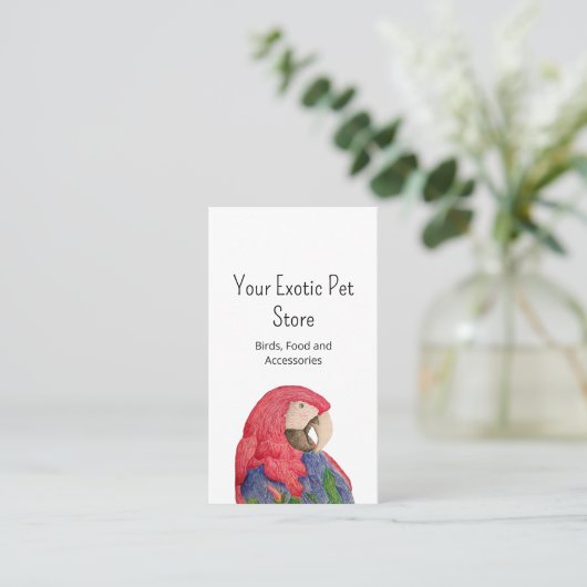 Carte De Visite Tropical Bird Macaw Pet Store QR code (Debout devant)