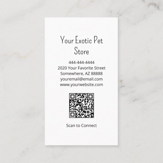 Carte De Visite Tropical Bird Macaw Pet Store QR code (Dos)