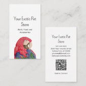 Carte De Visite Tropical Bird Macaw Pet Store QR code (Devant / Derrière)