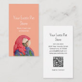 Carte De Visite Tropical Bird Macaw QR code Pet Store (Devant / Derrière)