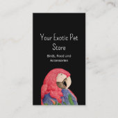 Carte De Visite Tropical Bird Macaw QR code Pet Store Black (Devant)